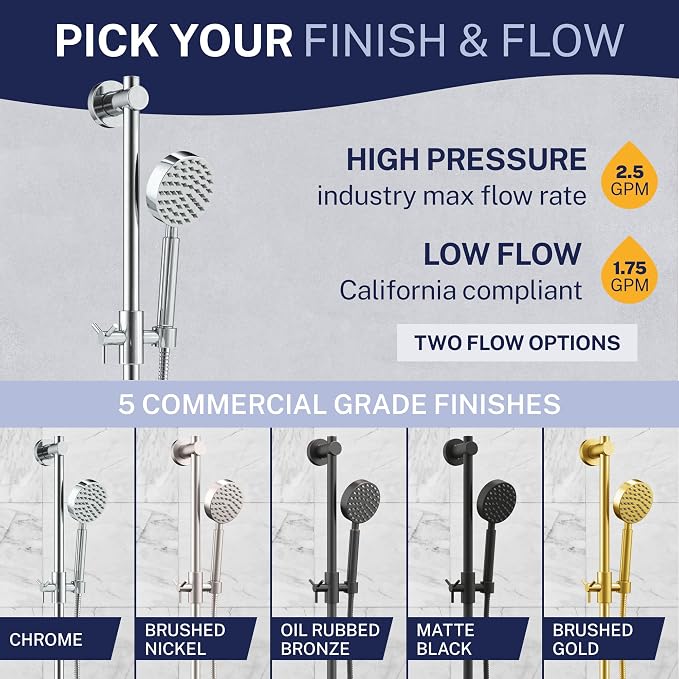 HammerHead Showers® Solid Metal 27.5 Inch Shower Slide Bar Set and Handheld - Image 9