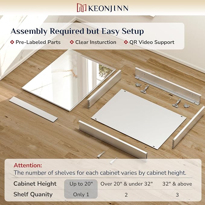 Keonjinn Small-Sized Medicine Cabinet 14.5 x 18.5 in, Assembly Required - Image 3