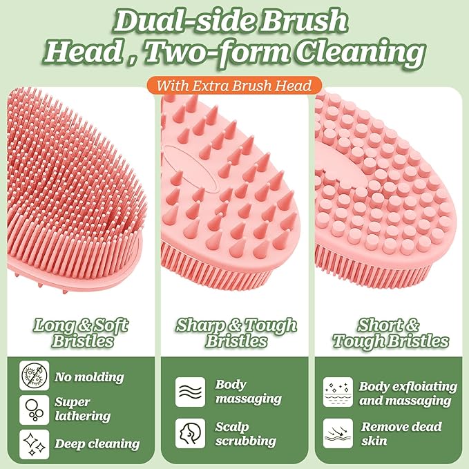Silicone Face & Back Scrubber Set, Manual Face & Body Scrubber Exfoliator - Image 3
