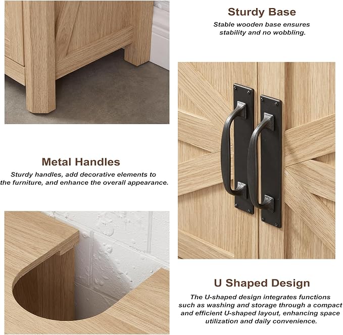 Bathroom Floor Cabinet, Adjustable Shelf, Barn Doors, Farmhouse Bathroom - Image 6