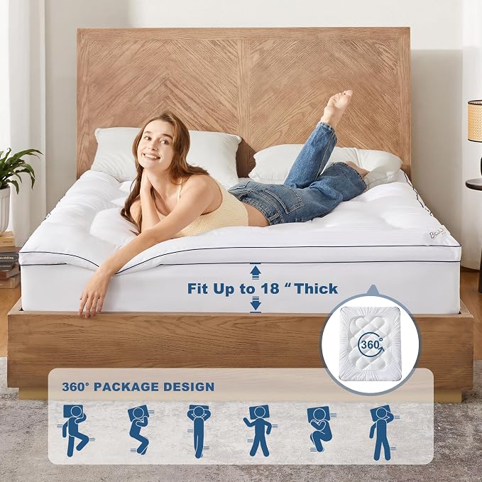 BEDLORE Queen Mattress Topper, Thick Pillow Top Pad - Image 5
