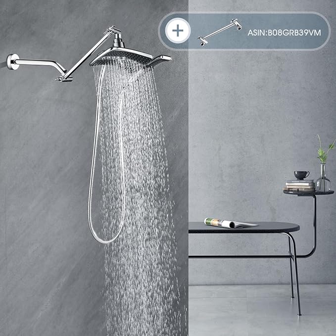 BRIGHT SHOWERS Shower Arm with Flange 10 Inches Solid Brass Shower Head - Image 8