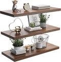 Wall Shelf Set of 3, Walnut Floating Shelves 24 in W x 10 in D x 1 in H by Home