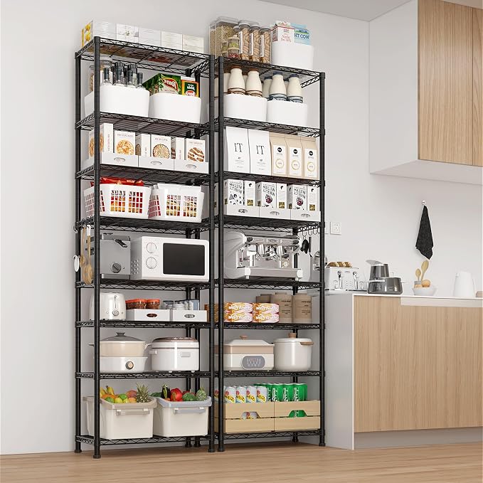 8 Tier Storage Racks Shelving, Heavy Steel Pantry Shelves, Adjustable Wire - Image 6