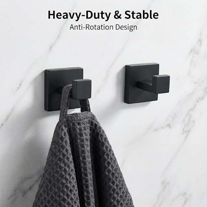 5 Piece Bathroom Hardware Set Matte Black, SUS304 Stainless Steel Towel Bar Set - Image 6