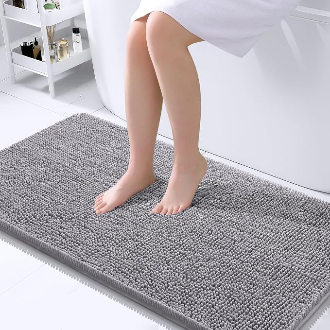 OLANLY Bathroom Rugs 40x24, Extra Soft Absorbent Chenille Bath Rugs, Rubber by OLANLY