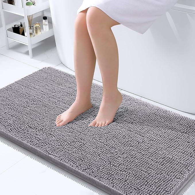 OLANLY Bathroom Rugs 45x27, Extra Soft Absorbent Chenille Bath Rugs, Rubber by OLANLY