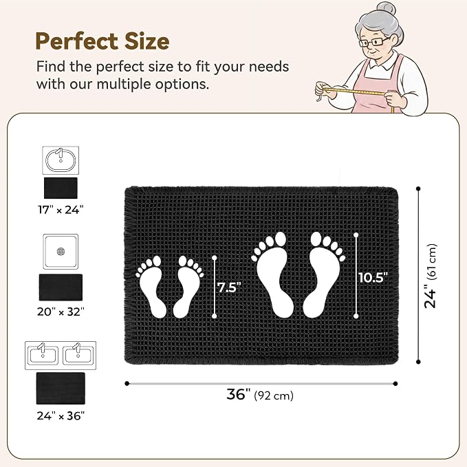 GRANNY SAYS Waffle Bath Mat 24" x 36", Boho Bathroom Rugs Non Slip Washable - Image 2