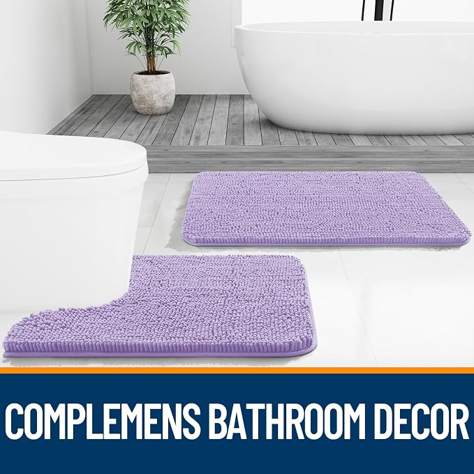 OLANLY Bathroom Rugs Sets 2 Piece, Soft Absorbent Chenille Bath Mats and - Image 6