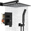 SR SUN RISE Matte Black Square Rainfall Shower Head and Handle Set, Wall by SRSUNRISE