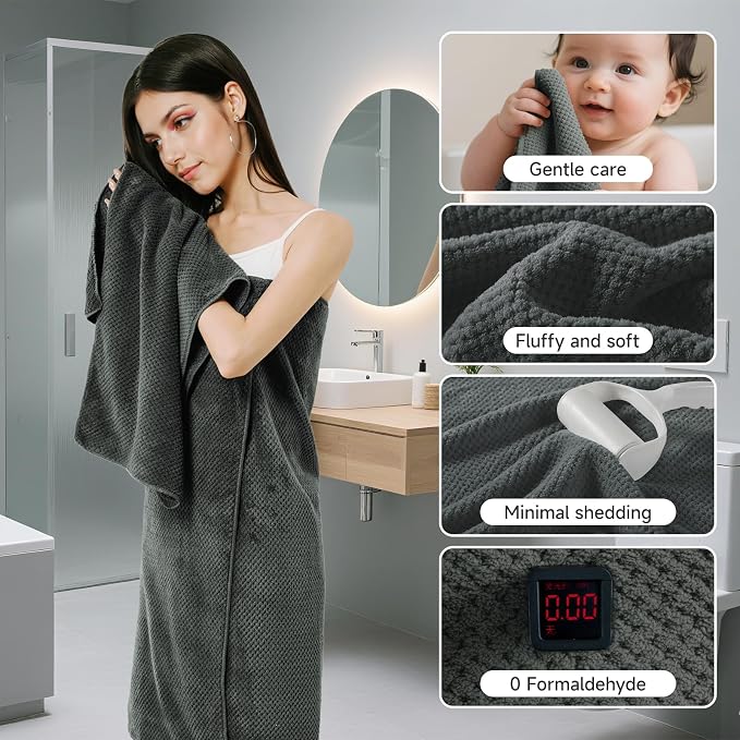 Soft 6 Piece Bath Towels Set, 2 Oversized Large Bath Towel Sheet, 2 Handtowels - Image 3