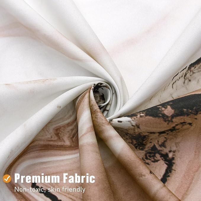 MitoVilla Brown Marble Shower Curtain, Abstract Ombre Fabric Shower Curtains - Image 5