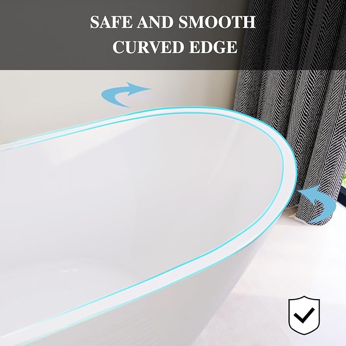 59" High-back Acrylic Freestanding Bathtub, Stand Alone Slipper Soaking Tub - Image 7