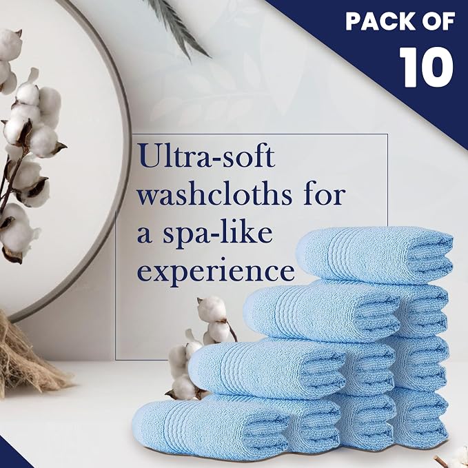 HALLEY Turkish Cotton Towels Washcloths Super Soft Highly Absorbent 100% Cotton - Image 3