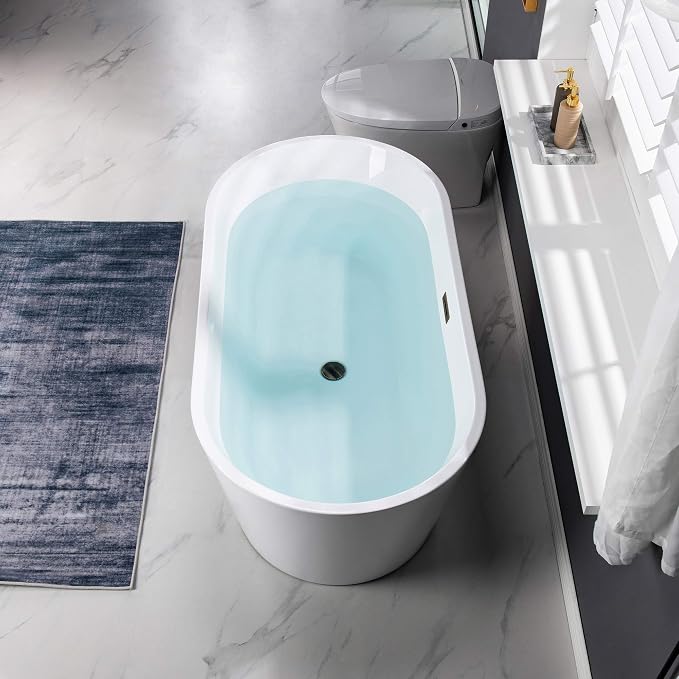 WOODBRIDGE 59" Acrylic Freestanding Bathtub Contemporary Soaking Tub, B0014 ORB - Image 14