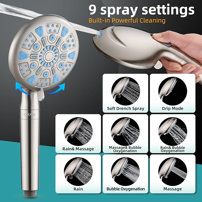 Cobbe 12 Inch All Metal 3-Way Rain Shower Head, High Pressure Shower Head - Image 2