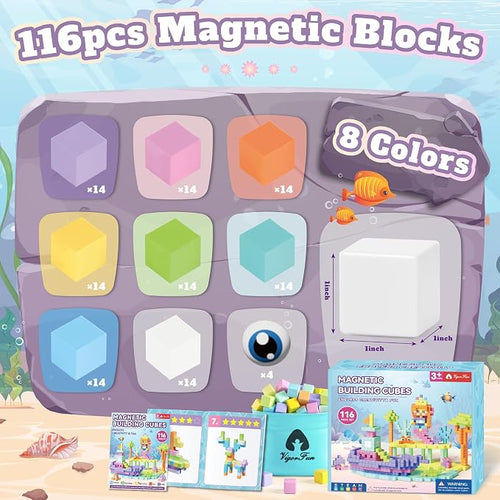 116 PCS Magnetic Blocks Set, STEM Educational Preschool Sensory Toys - Image 2