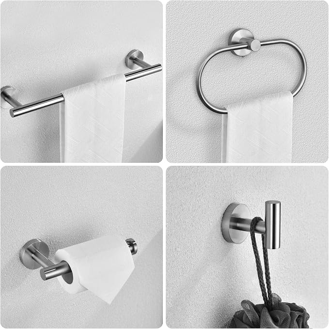 7 PCS Bathroom Hardware Set, Brushed Nickel Stainless Steel Bathroom Tower Rack - Image 3