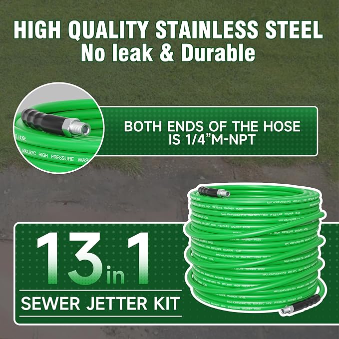 Sewer Jetter Kit for Pressure Washer 50FT – 5800PSI High-Pressure Drain Cleaner - Image 9