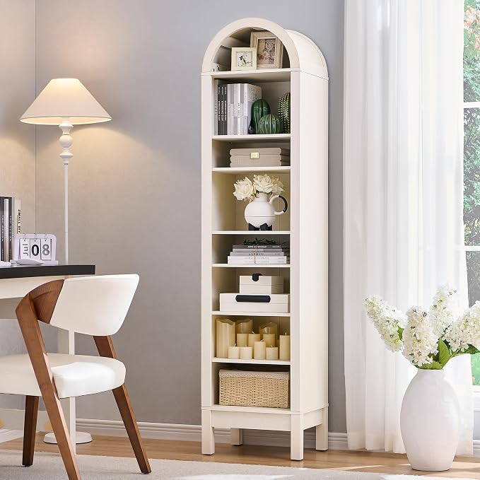 71" Tall Arched Bathroom Storage Cabinet, 8-Tier Modern Farmhouse Storage - Image 5