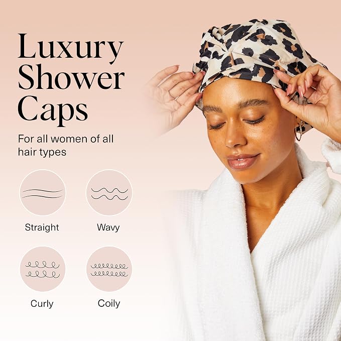 Kitsch Luxury Shower Caps for Women Reusable Waterproof - Image 3