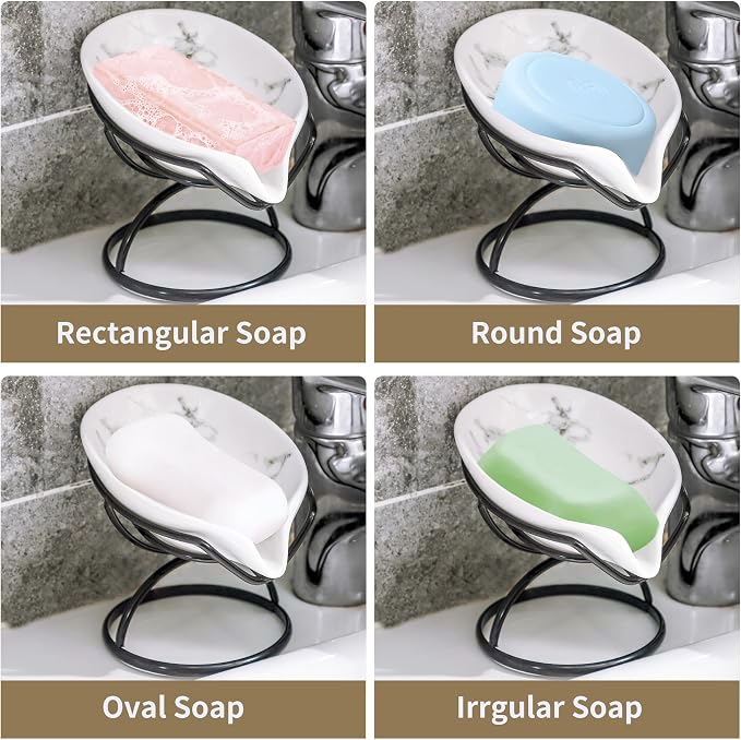 Leaf-Shaped Soap Dish – Premium Ceramic Soap Bar Holder - Image 4
