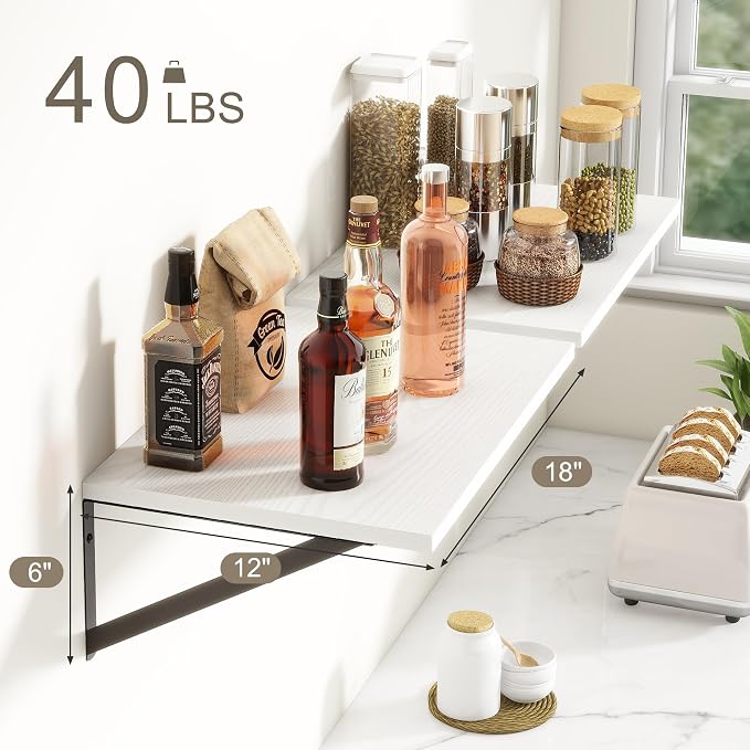 Fun Memories White Floating Shelves 18 Inch Long, Rustic Floating Shelf - Image 3