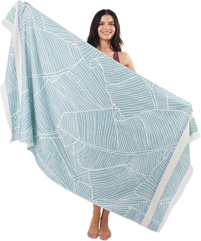 SOFE H&L | LINVIA Foutah Quick Dry Beach Towel Pack of 1 Leaves - Image 3