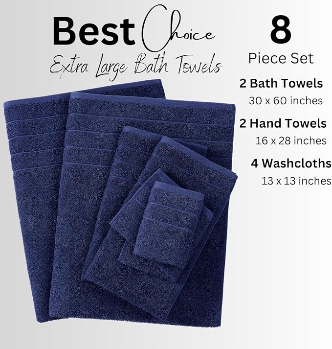 Casa Platino 100% Cotton 8 Piece Bath Towel Set - Image 4
