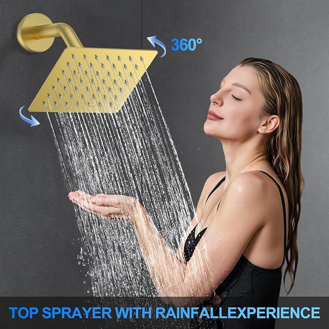 Shower Faucet Set, Brushed Gold - Image 4