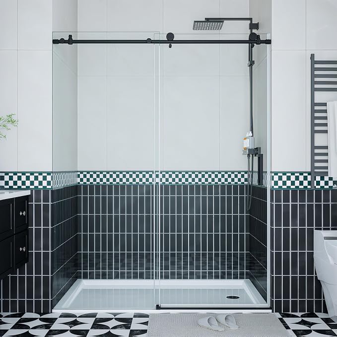 Frameless Sliding Shower Door, 6mm SGCC Tempered Clear Glass by IDEALHOUSE