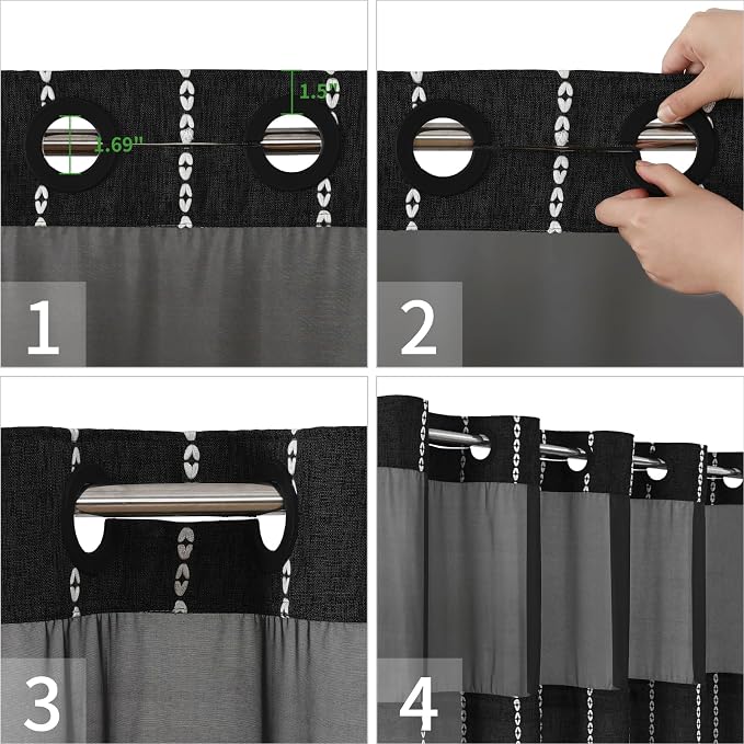 No Hook Extra Long Shower Curtain Set - Image 5