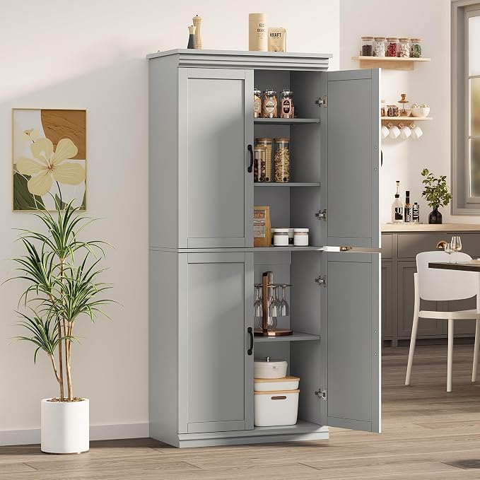 IDEALHOUSE Pantry Cabinet, Freestanding Cupboard, Tall Storage Cabinet - Image 9
