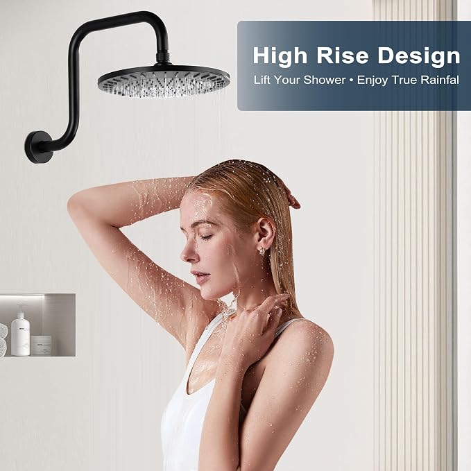 BRIGHT SHOWERS Shower Head Extension Arm 13 Inch S Shaped Gooseneck Shower Riser - Image 8