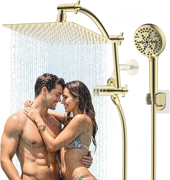 Hibbent All Metal Shower Head, Handheld Showerhead Combo, 10 Sprays, Adhesive by Hibbent