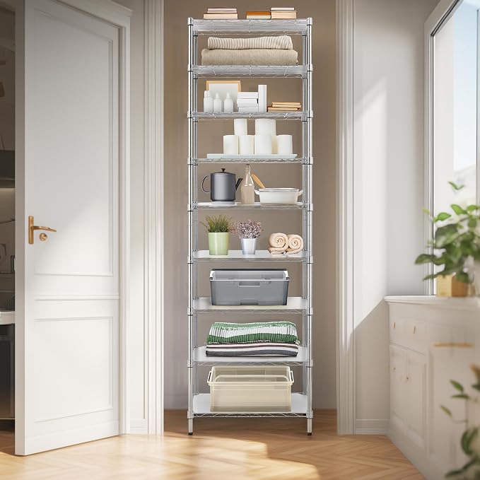 Finnhomy 9-Tier Wire Shelving Unit Adjustable Steel Wire Rack Shelving - Image 2