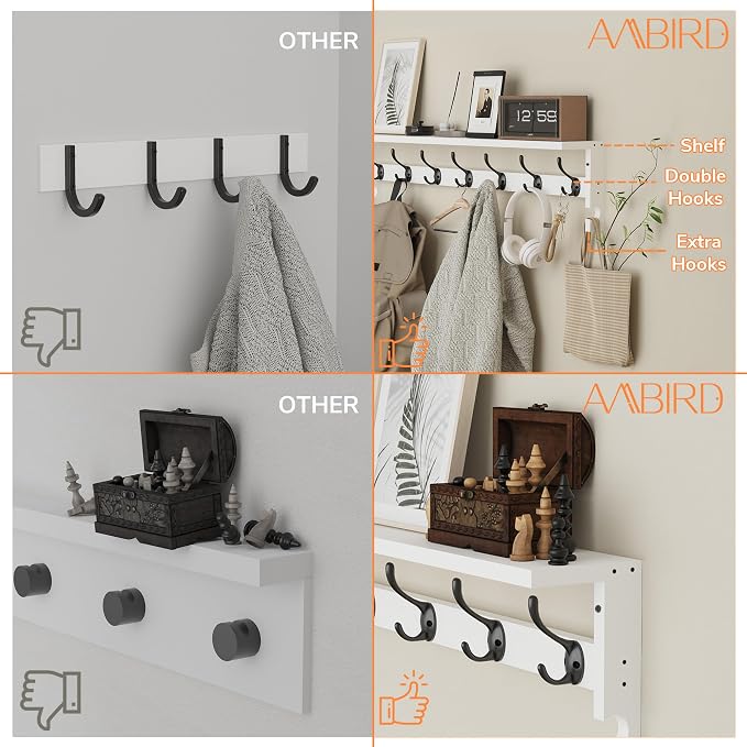 AMBIRD Coat Rack Wall Mount, 35 Inch Large Coat Hooks Wall Mounted - Image 4