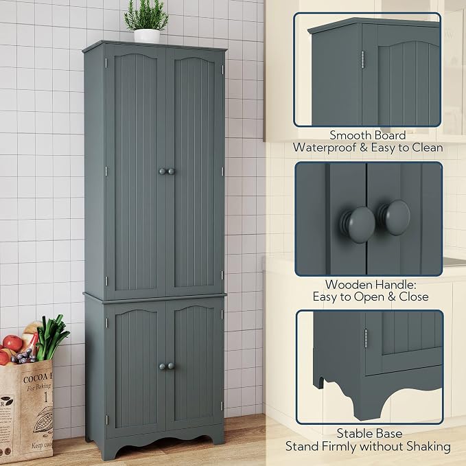 Yusong 72'' Tall Kitchen Pantry Cabinet, Freestanding Storage Cabinet - Image 8