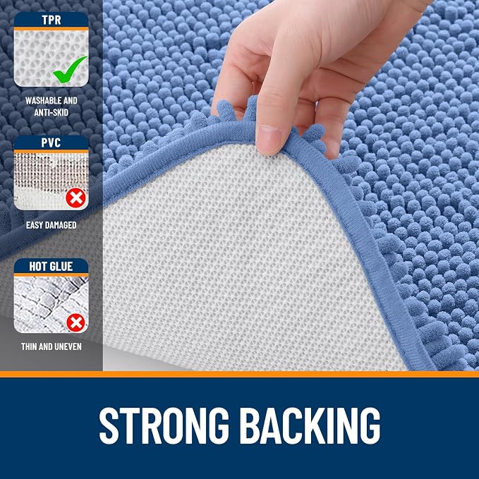 OLANLY Bathroom Rugs 24x16, Extra Soft Absorbent Chenille Bath Rugs, Rubber - Image 7