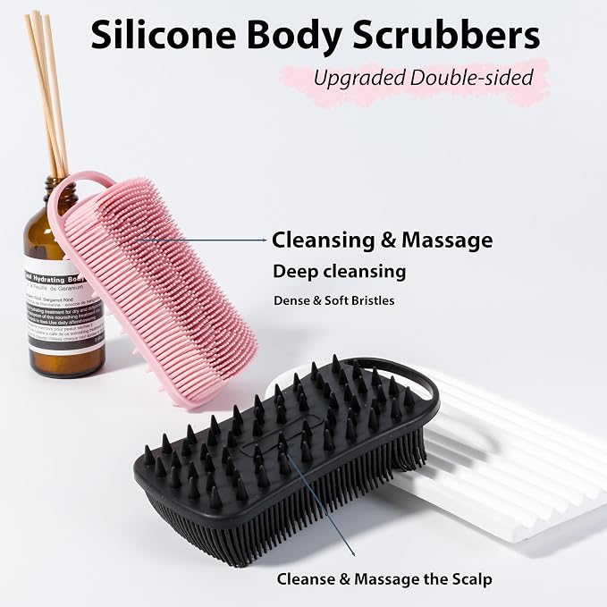2 PC Silicone Body Scrubber, 2 in 1 Exfoliating Shower Bath Scrubber, Soft - Image 2
