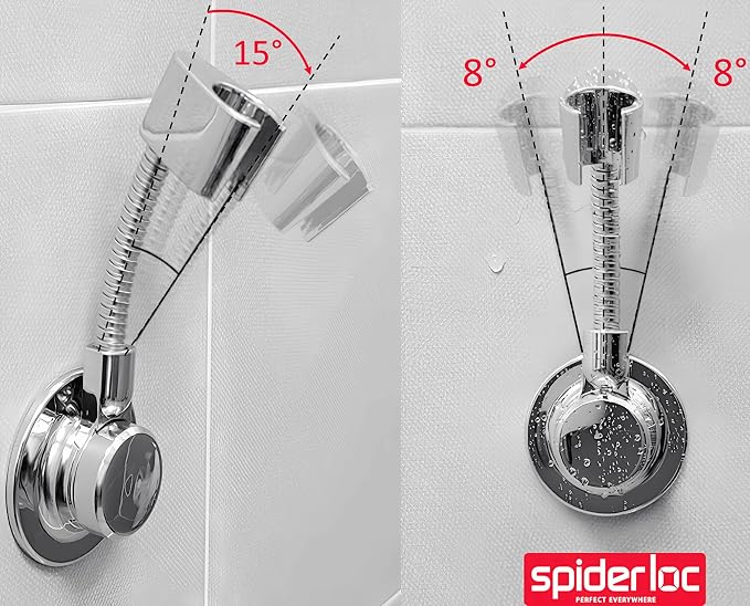 Spiderloc Flexible Shower Head Holder Bathroom Shower Suction Cups Hook Dual - Image 2