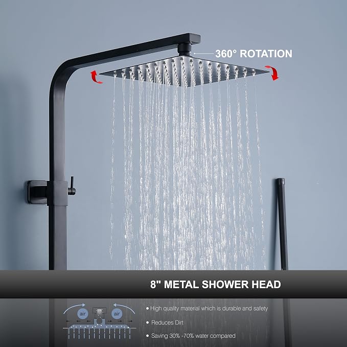 Outdoor Shower Kit, Solid Metal Tangular Outdoor Shower Faucet Fixtures - Image 5