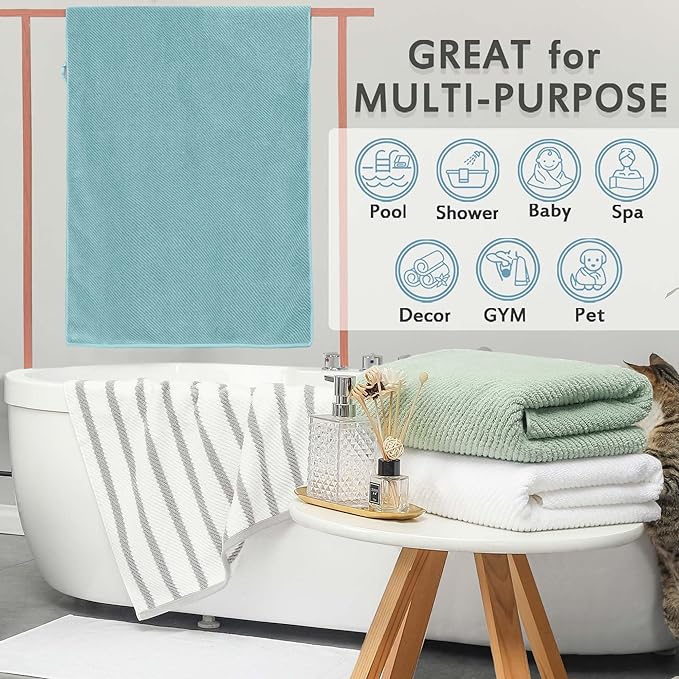VOOVA & MOVAS Grey Bath Towels, Large 30" x 56" - Image 5