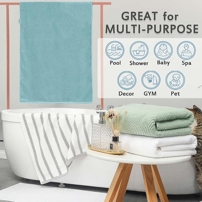 Luxury Bath Towels, Bath Towels Set of 4, Large 30" x 56" - Image 5