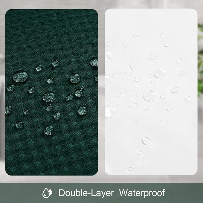 3 in 1 Extra Long Dark Green Shower Curtain Set-72 W x 84 H, Modern Waffle and - Image 6