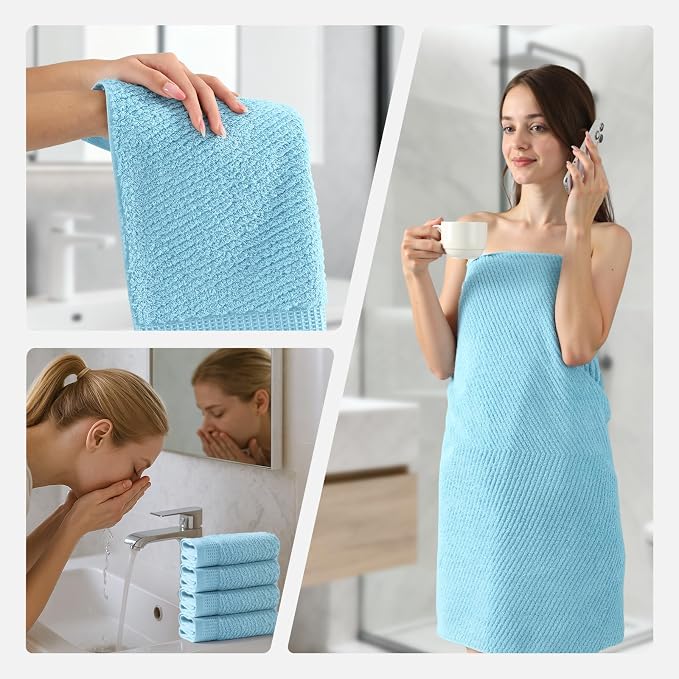 REDKISS Luxury Bath Towel Set of 8, 100% Cotton Bathroom Towels Set - Image 7