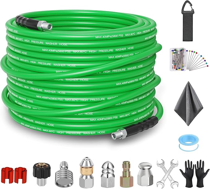 Sewer Jetter Kit for Pressure Washer 50FT – 5800PSI High-Pressure Drain Cleaner by ClearRush