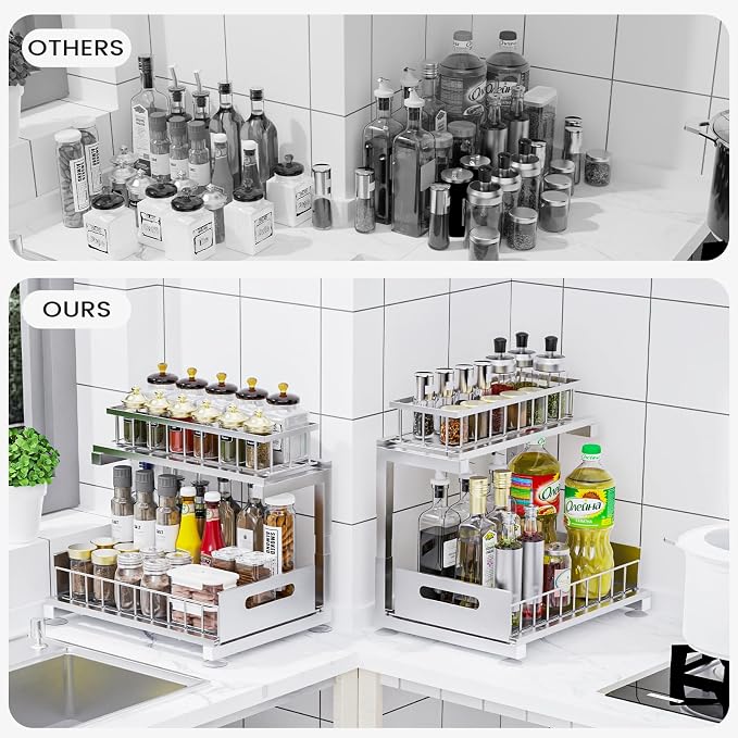 2 Pack Under Sink Organizer, Heavy Duty Meta Slide Out Sink Shelf Organizer - Image 3