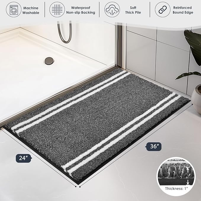 PURRUGS Bathroom Rug Non-Slip Machine Washable 24" x 36", Super Absorbent and - Image 7