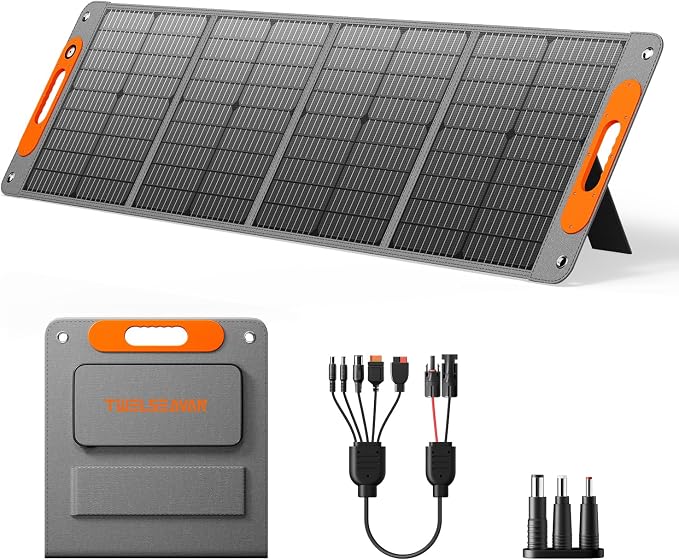 120W Portable Solar Panel for Power Station, 24% High Efficiency ETFE Foldable by TWELSEAVAN